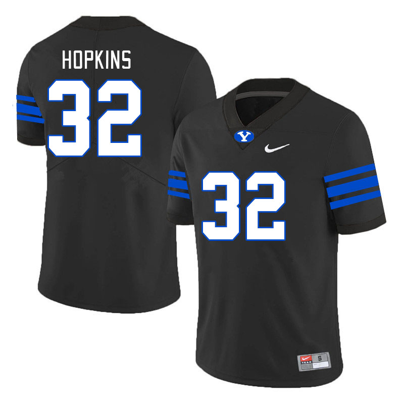 Men #32 Chase Hopkins BYU Cougars College Football Jerseys Stitched-Black